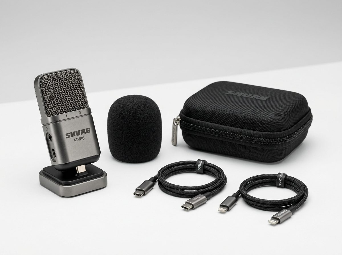 Trọn bộ phụ kiện micro Shure MV88 chính hãng